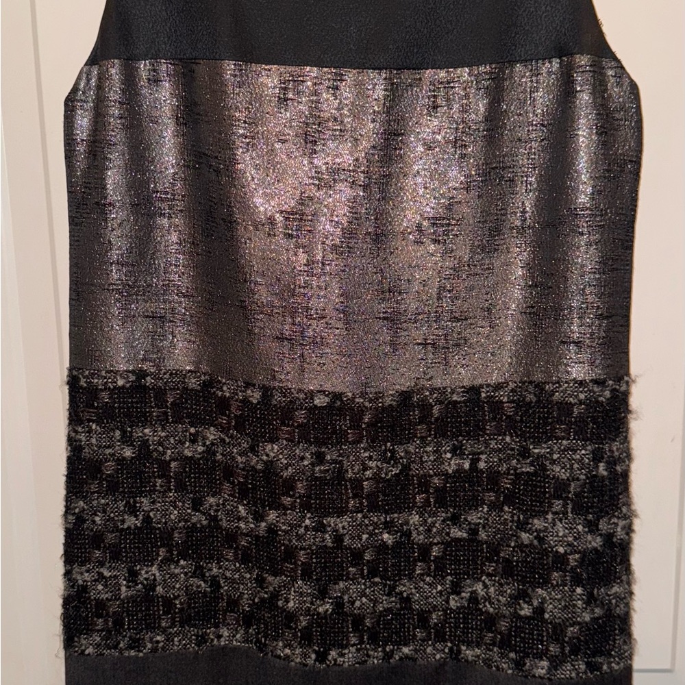 Tory Burch Silver Metallic Color Block Shesth Dress  Size 8